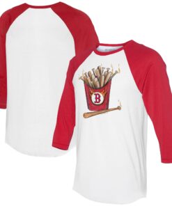 Women's Boston Red Sox Tiny Turnip White/Red Hot Bats 3/4-Sleeve Raglan T-Shirt