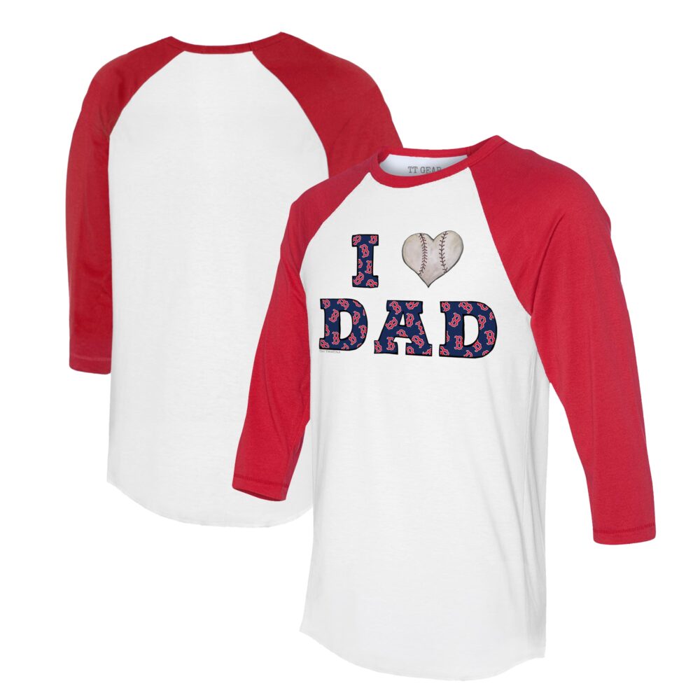 Women's Boston Red Sox Tiny Turnip White/Red I Love Dad 3/4-Sleeve Raglan T-Shirt