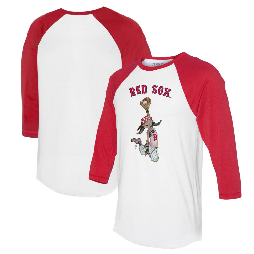 Women's Boston Red Sox Tiny Turnip White/Red Jada 3/4-Sleeve Raglan T-Shirt