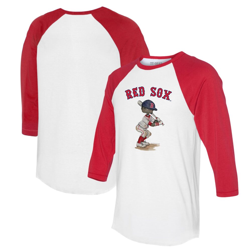 Women's Boston Red Sox Tiny Turnip White/Red James 3/4-Sleeve Raglan T-Shirt