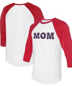 Women's Boston Red Sox Tiny Turnip White/Red Logo Mom 3/4-Sleeve Raglan T-Shirt