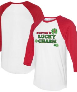 Women's Boston Red Sox Tiny Turnip White/Red Lucky Charm 3/4-Sleeve Raglan T-Shirt