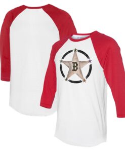 Women's Boston Red Sox Tiny Turnip White/Red Military Star 3/4-Sleeve Raglan T-Shirt