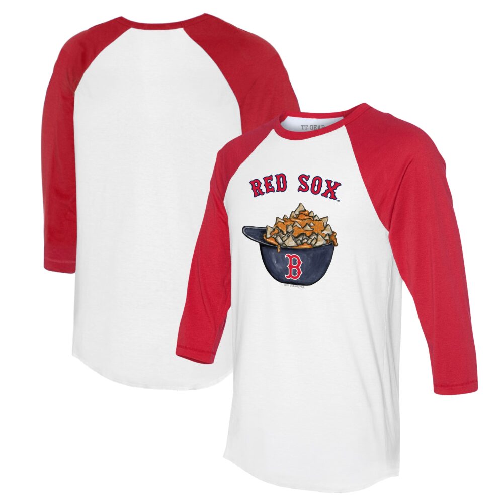 Women's Boston Red Sox Tiny Turnip White/Red Nacho Helmet 3/4-Sleeve Raglan T-Shirt