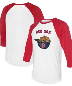 Women's Boston Red Sox Tiny Turnip White/Red Nacho Helmet 3/4-Sleeve Raglan T-Shirt
