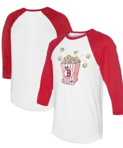Women's Boston Red Sox Tiny Turnip White/Red Popcorn 3/4-Sleeve Raglan T-Shirt