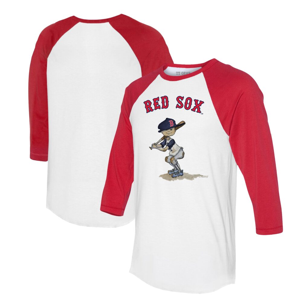 Women's Boston Red Sox Tiny Turnip White/Red Slugger 3/4-Sleeve Raglan T-Shirt