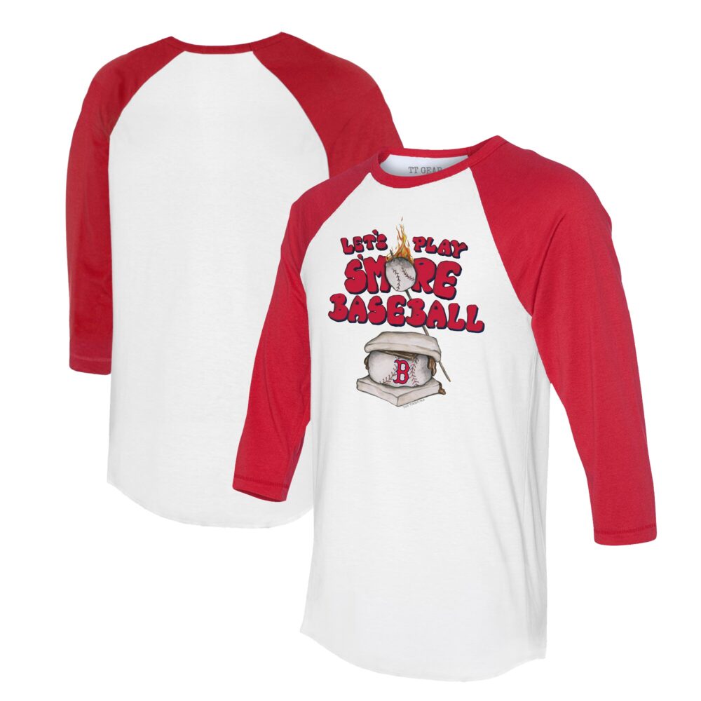 Women's Boston Red Sox Tiny Turnip White/Red Smores 3/4-Sleeve Raglan T-Shirt