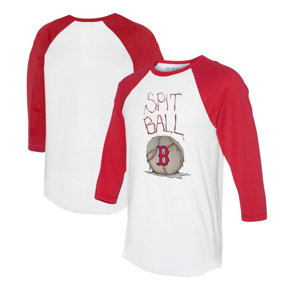 Women's Boston Red Sox Tiny Turnip White/Red Spit Ball 3/4-Sleeve Raglan T-Shirt
