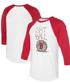 Women's Boston Red Sox Tiny Turnip White/Red Spit Ball 3/4-Sleeve Raglan T-Shirt