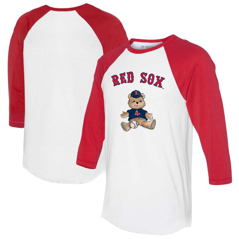Women's Boston Red Sox Tiny Turnip White/Red Teddy Boy 3/4-Sleeve Raglan T-Shirt