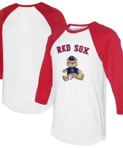 Women's Boston Red Sox Tiny Turnip White/Red Teddy Boy 3/4-Sleeve Raglan T-Shirt