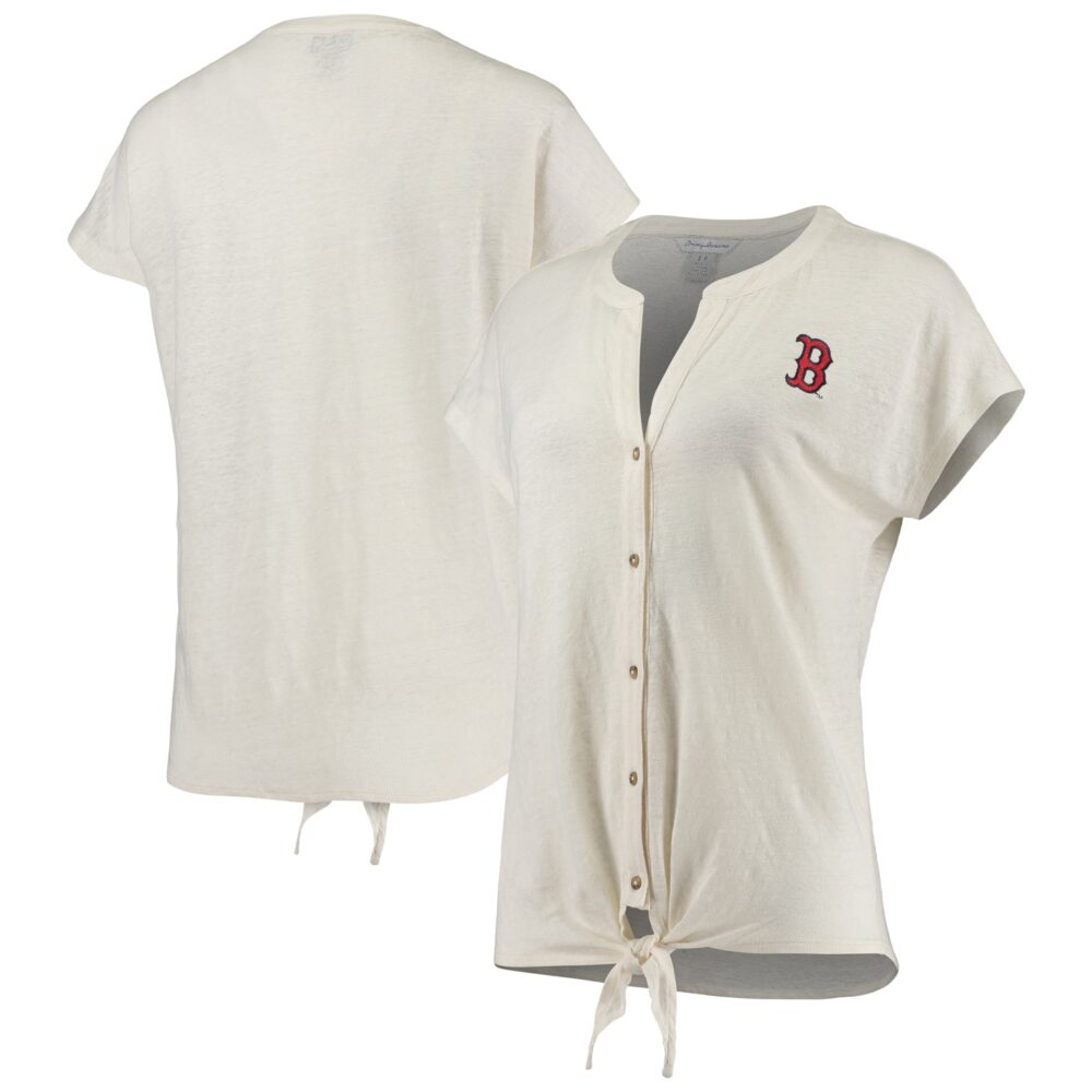 Women's Boston Red Sox Tommy Bahama Cream Linnea Camp Tie Shirt