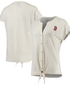 Women's Boston Red Sox Tommy Bahama Cream Linnea Camp Tie Shirt