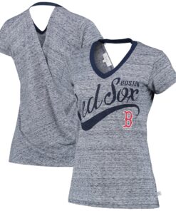 Women's Boston Red Sox Touch Navy Hail Mary V-Neck Back Wrap T-Shirt
