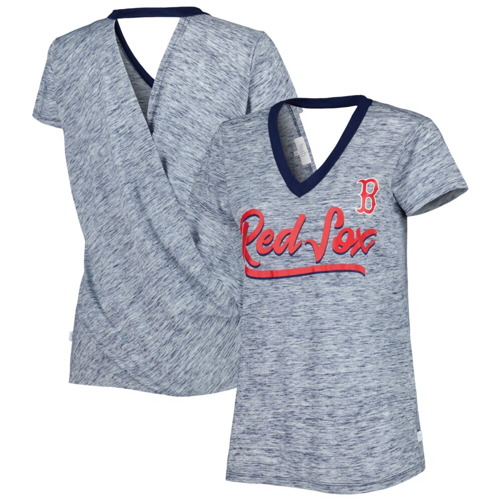 Women's Boston Red Sox Touch Navy Halftime Back Wrap Top V-Neck T-Shirt