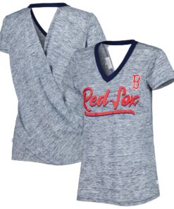 Women's Boston Red Sox Touch Navy Halftime Back Wrap Top V-Neck T-Shirt