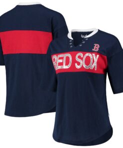 Women's Boston Red Sox Touch Navy/Red Lead Off Notch Neck T-Shirt