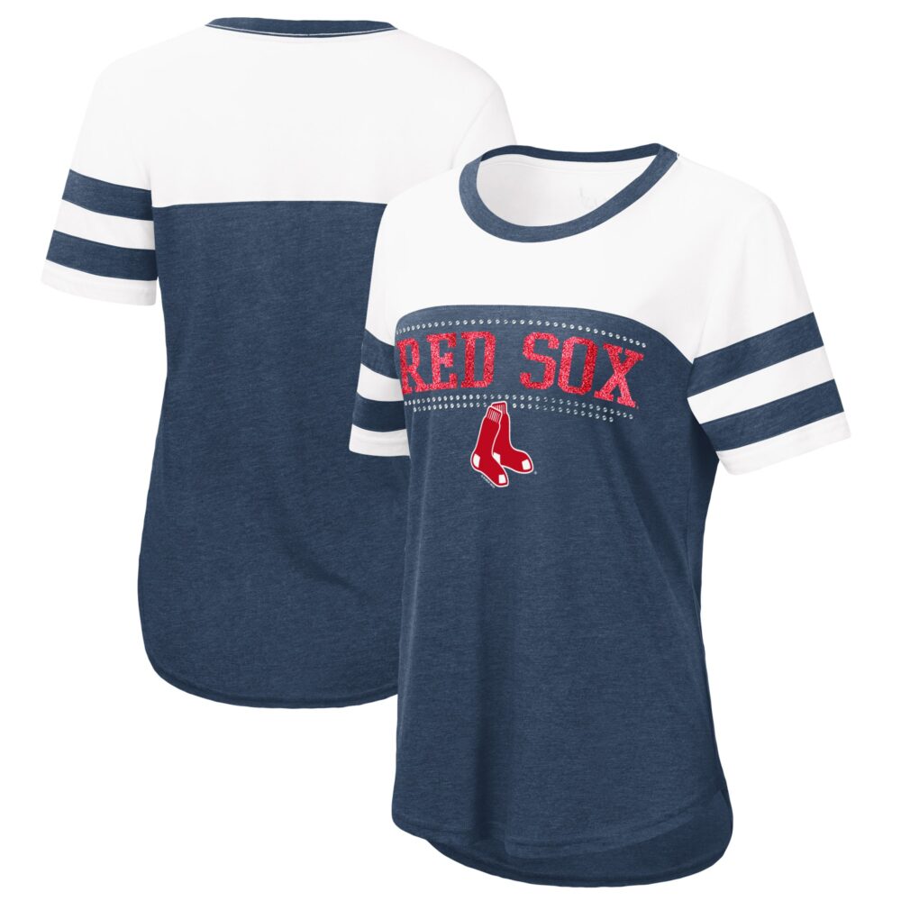 Women's Boston Red Sox  Touch Navy/White Setter Lightweight Fitted T-Shirt