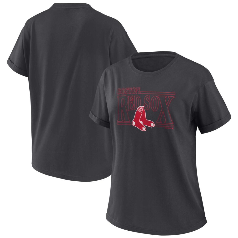 Women's Boston Red Sox  WEAR by Erin Andrews Charcoal Oversized Boyfriend T-Shirt