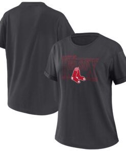 Women's Boston Red Sox  WEAR by Erin Andrews Charcoal Oversized Boyfriend T-Shirt