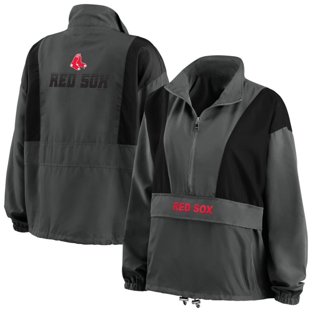 Women's Boston Red Sox WEAR by Erin Andrews Charcoal Packable Half-Zip Jacket