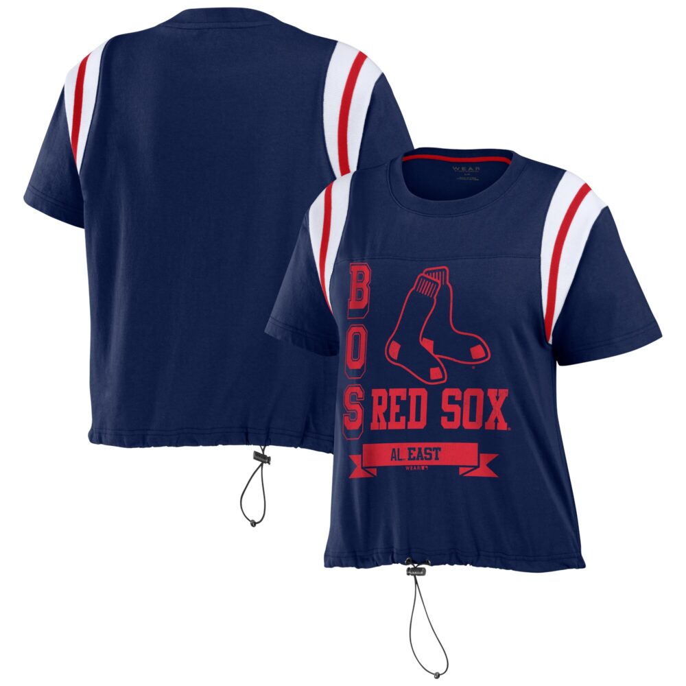 Women's Boston Red Sox WEAR by Erin Andrews Navy Cinched Colorblock T-Shirt