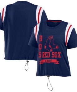 Women's Boston Red Sox WEAR by Erin Andrews Navy Cinched Colorblock T-Shirt