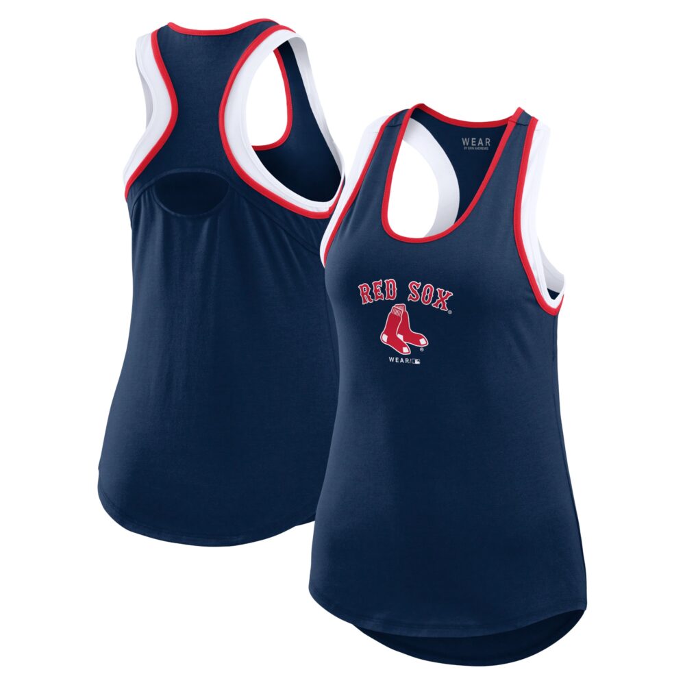 Women's Boston Red Sox WEAR by Erin Andrews Navy Colorblock Racerback Tank Top