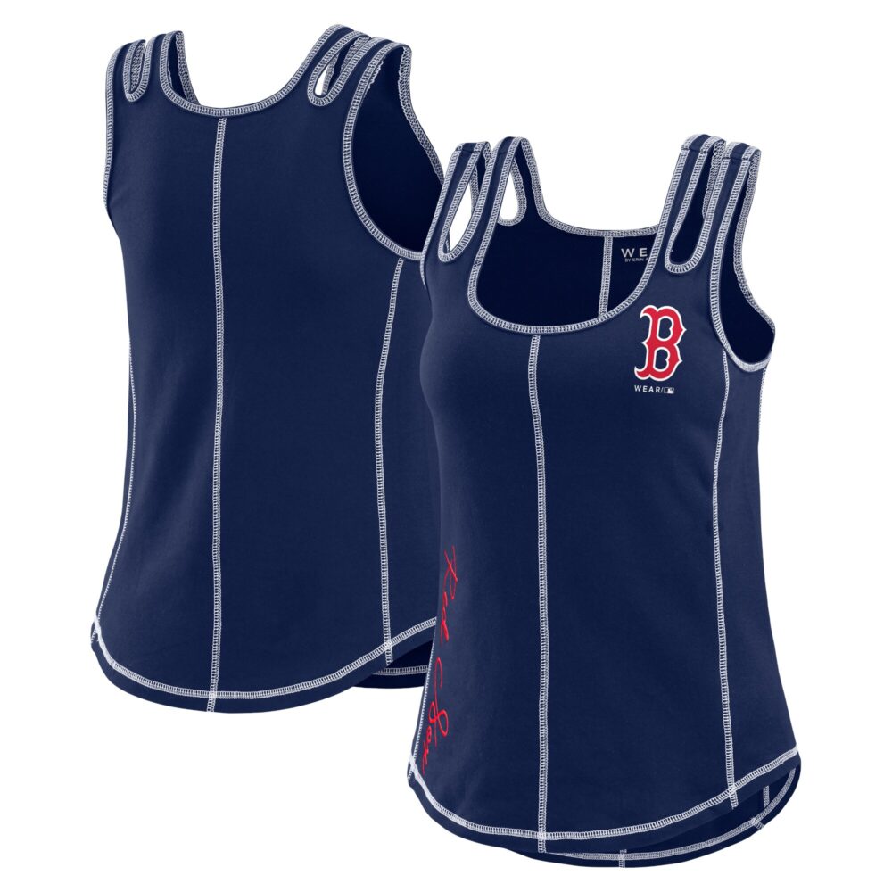 Women's Boston Red Sox WEAR by Erin Andrews Navy Contrast Stitch Tank Top