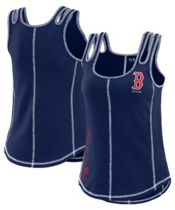 Women's Boston Red Sox WEAR by Erin Andrews Navy Contrast Stitch Tank Top
