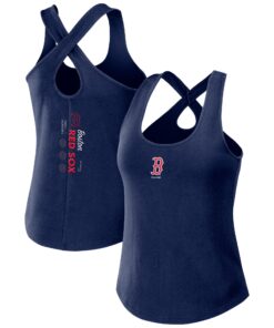 Women's Boston Red Sox WEAR by Erin Andrews Navy Cross Back Tank Top