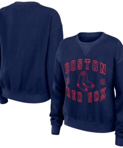 Women's Boston Red Sox WEAR by Erin Andrews Navy Vintage Cord Pullover Sweatshirt