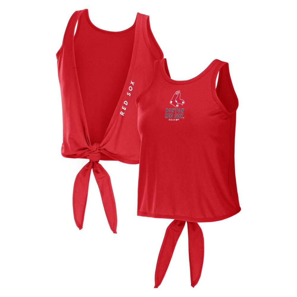 Women's Boston Red Sox WEAR by Erin Andrews Red Open Back Twist Tie Tank Top