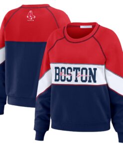 Women's Boston Red Sox WEAR by Erin Andrews Red/Navy Crewneck Pullover Sweatshirt