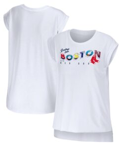 Women's Boston Red Sox WEAR by Erin Andrews White Greetings From T-Shirt
