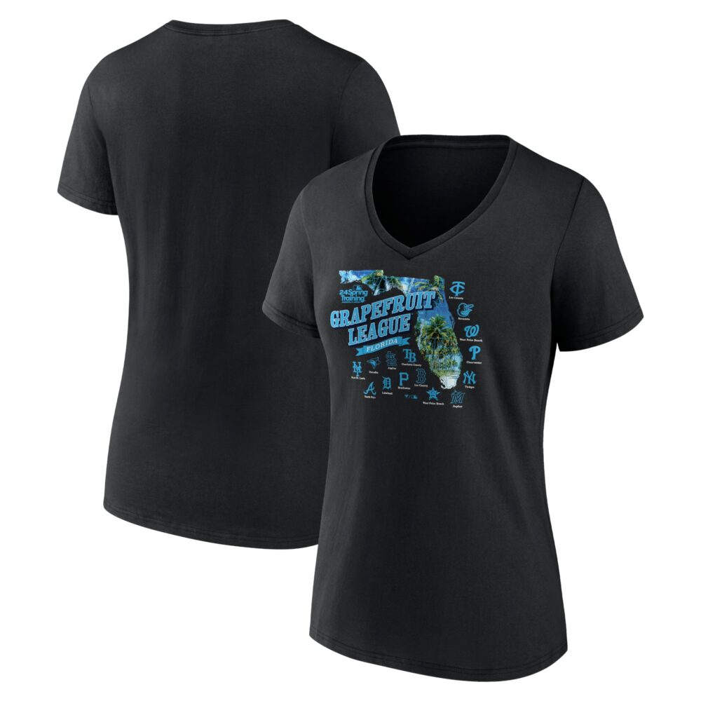 Women's  Branded Black 2024 MLB Spring Training Grapefruit League V-Neck T-Shirt