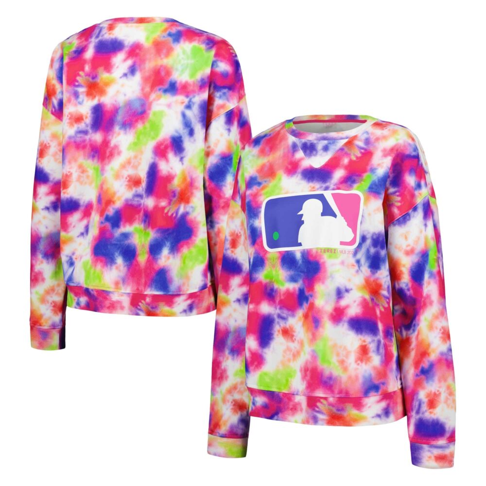 Women's MLB Batterman Terez Neon Tie-Dye Pullover Sweatshirt