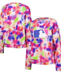 Women's MLB Batterman Terez Neon Tie-Dye Pullover Sweatshirt