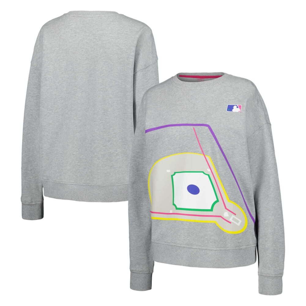Women's MLB Terez Gray Baseball Field Pullover Sweatshirt