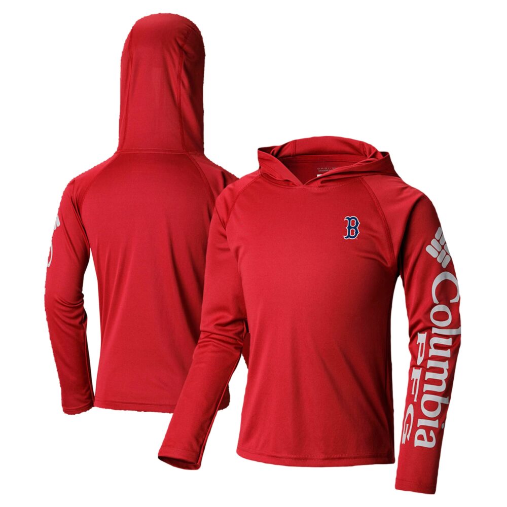 Youth Boston Red Sox Columbia Red Terminal Tackle Long Sleeve Hoodie T-Shirt