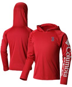 Youth Boston Red Sox Columbia Red Terminal Tackle Long Sleeve Hoodie T-Shirt