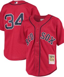 Youth Boston Red Sox David Ortiz Mitchell & Ness Red Cooperstown Collection Batting Practice Jersey