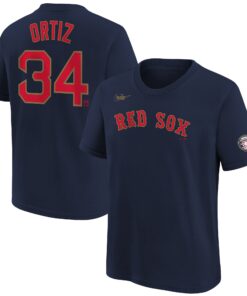 Youth Boston Red Sox David Ortiz Nike Navy 2022 Hall of Fame Logo Name & Number Graphic T-Shirt