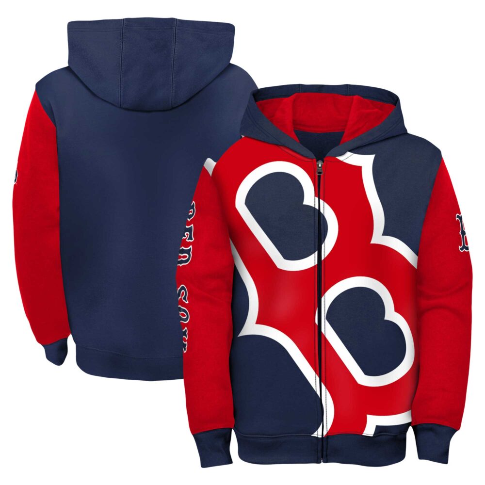 Youth Boston Red Sox  Branded Navy/Red Postcard Full-Zip Hoodie Jacket