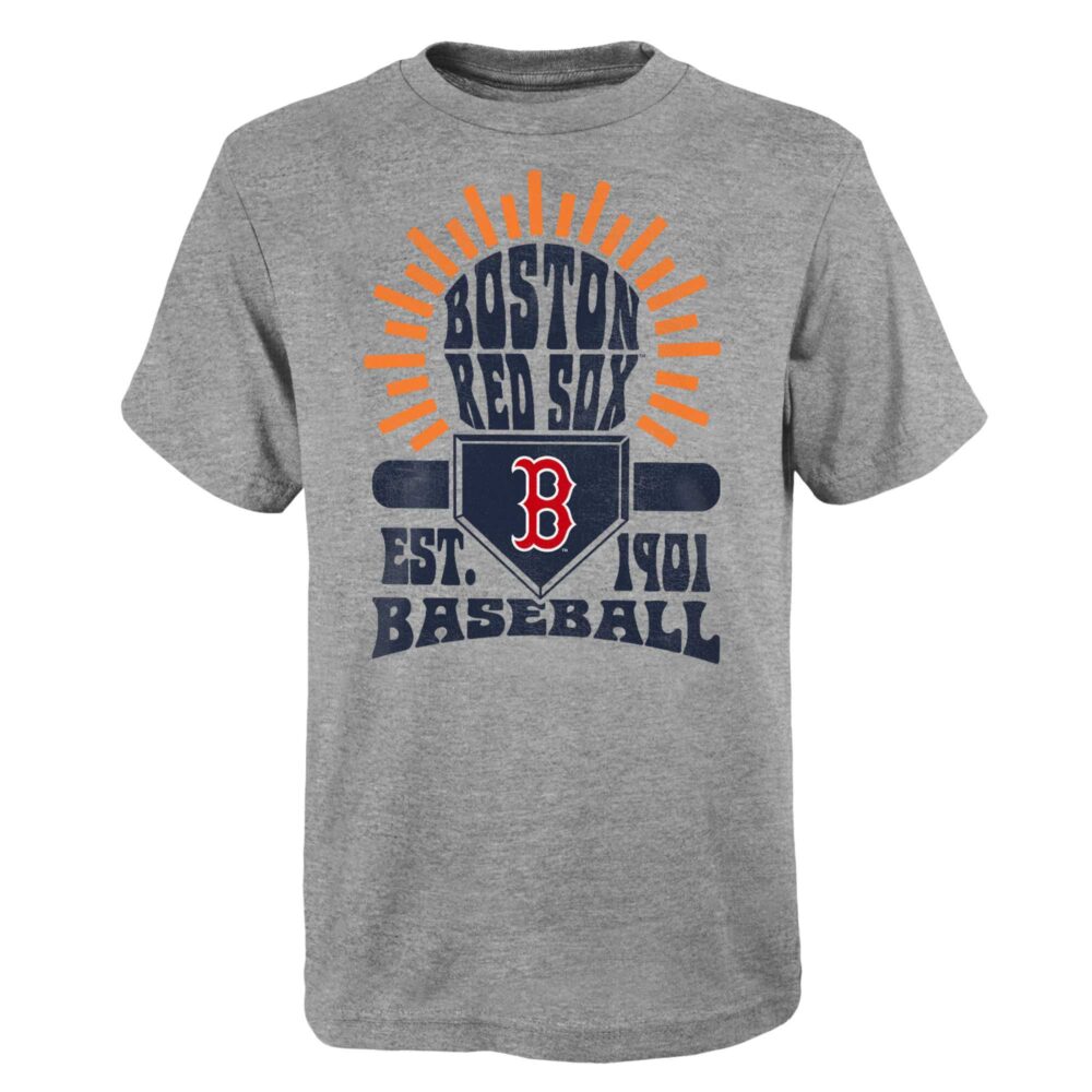 Youth Boston Red Sox Gray Sun Burst T-Shirt