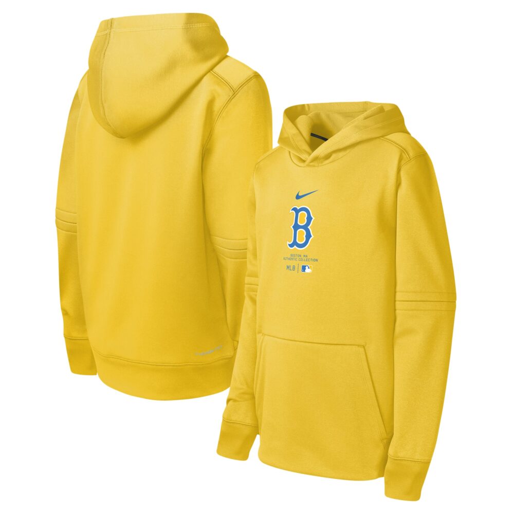 Youth Boston Red Sox Nike Gold City Connect Practice Graphic Performance Pullover Hoodie