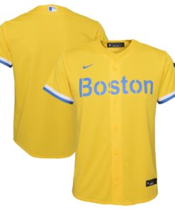 Youth Boston Red Sox Nike Gold/Light Blue City Connect Replica Team Jersey