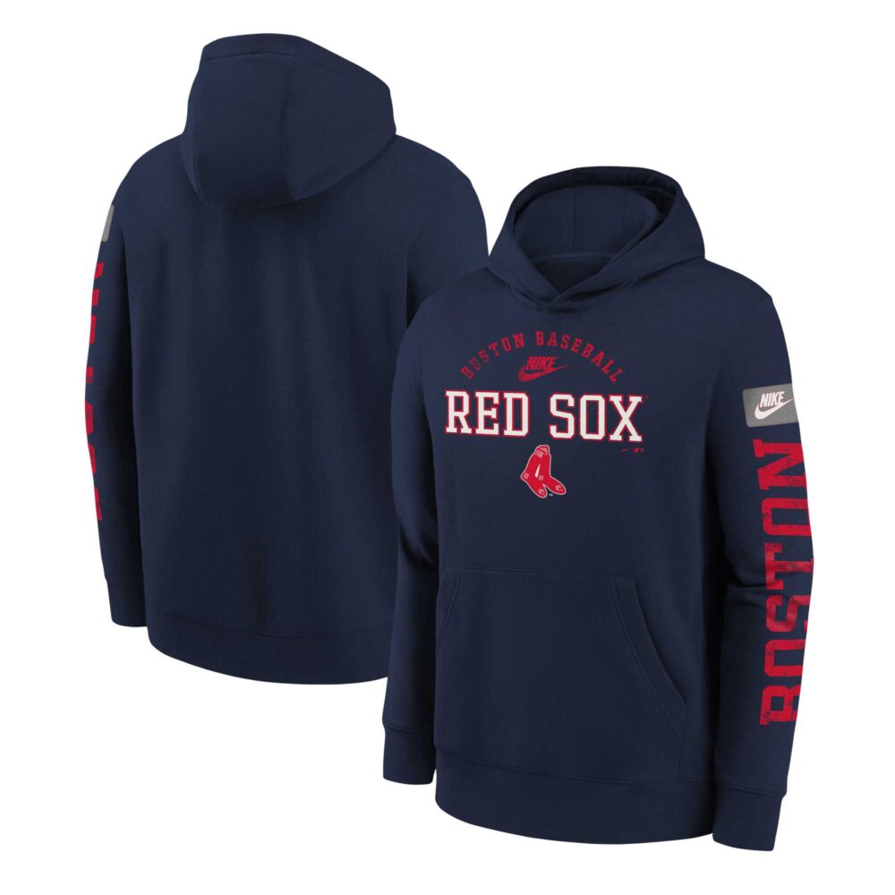 Youth Boston Red Sox Nike Navy Cooperstown Collection Splitter Club Fleece Pullover Hoodie