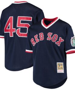 Youth Boston Red Sox Pedro Martinez Mitchell & Ness Navy Cooperstown Collection Mesh Batting Practice Jersey